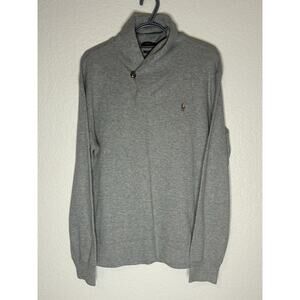 Polo Ralph Lauren Shawl Collar Sweater Grey Men's Size L Soft Pullover